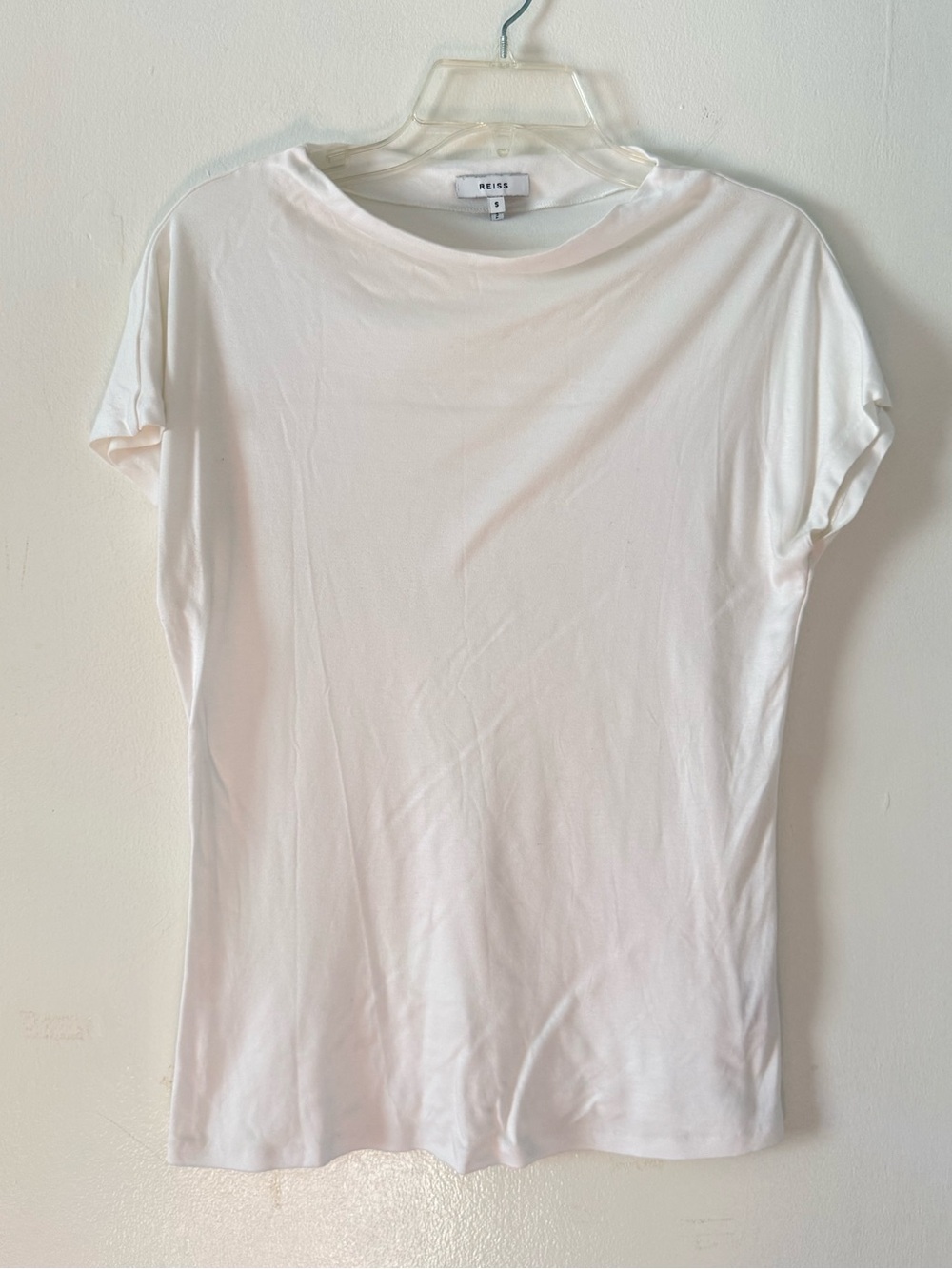 Reiss WhiteShort Sleeve Wide Neck Tee